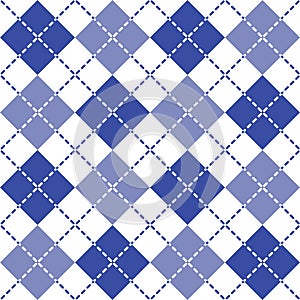 Dashed Argyle Pattern in Blue and White