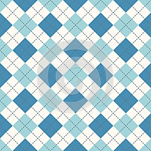 Seamless argyle plaid blue pattern. Diamond check