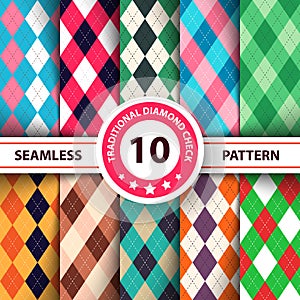 Seamless argyle plaid blue pattern. Diamond check - idea for your print.