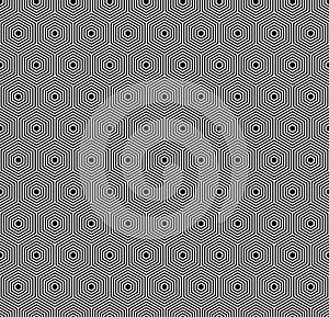 Seamless Art Deco abstract geometric hexagon texture. Concentric hexagonal contour pattern.