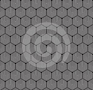 Seamless Art Deco abstract geometric hexagon texture. Concentric hexagonal contour pattern.