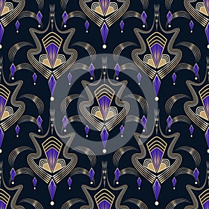 Seamless art deco modern pattern graphic ornament. Abstract stylish background. Vector repeating texture