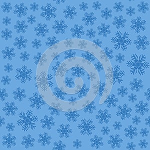 Seamless art pattern with snowflakes on blue