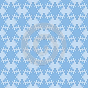 Seamless art pattern with snowflakes on blue