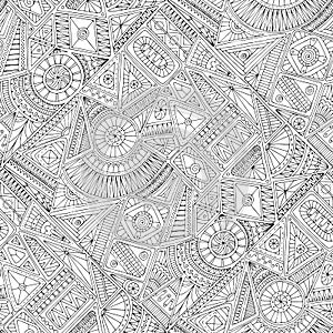 Seamless asian ethnic floral doodle pattern. photo