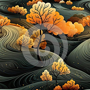 Seamless autumn forest background (tiled)