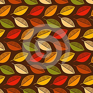 seamless autumn leaf pattern and background vector illustration