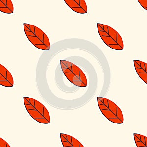 Seamless autumn pattern from colorful leaves. Strict flat design. Printing on fabric, wrapping paper. Vector