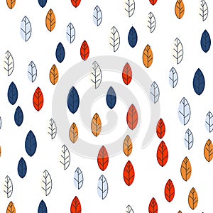 Seamless autumn pattern from colorful leaves. Strict flat design. Printing on fabric, wrapping paper. Vector