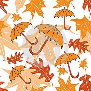 Seamless autumnal pattern with umbrellas