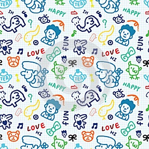 Seamless baby draw pattern