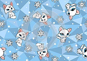 Seamless Baby Pattern with Arctic Fox