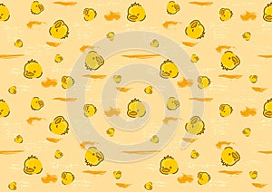 Seamless Baby Pattern with Duck and Brush Strokes