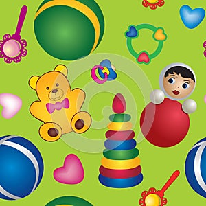 Seamless baby toy background, children's toy