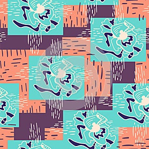 Seamless backdrop with strange hand drawn patterns and squares