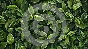 a seamless background adorned with lush green leaves, offering a natural and invigorating backdrop for various designs