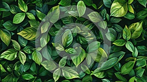 a seamless background adorned with lush green leaves, offering a natural and invigorating backdrop for various designs