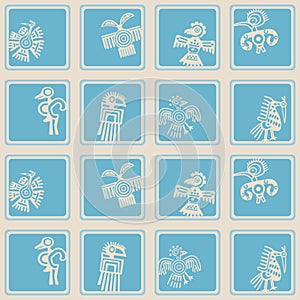 Seamless background with American Indians relics dingbats characters