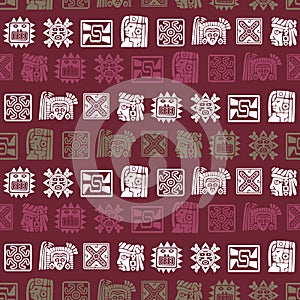 Seamless background with American Indians relics dingbats characters