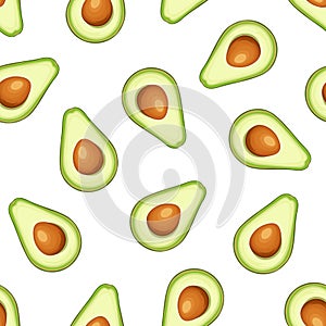 Seamless background with avocado fruit. Vector illustration.