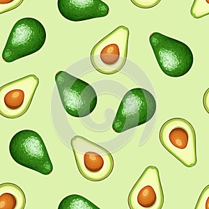 Seamless background with avocado fruit. Vector illustration. photo