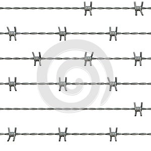 Seamless background barbed wires set. Protective boundary