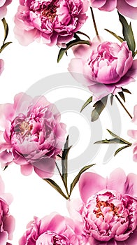 seamless background of beautiful bright flowers of pink peonies, spring gift, holiday of spring and blossom, cut out