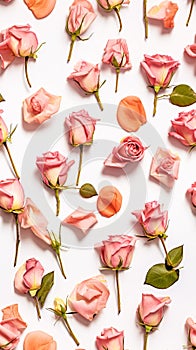 seamless background of beautiful delicate rose flowers, spring gift, holiday of spring and flowering, cut out