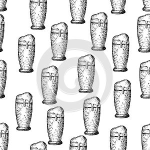 Seamless background with beer glasses