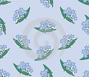 Seamless background with blue flowers