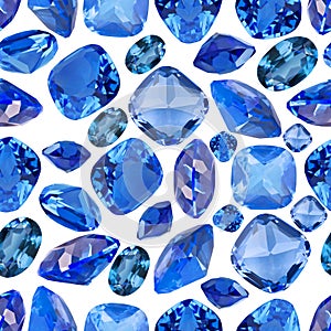 Seamless background from blue sapphire gems