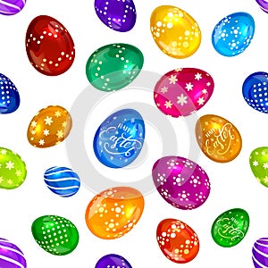 Seamless background of brightly colored Easter eggs