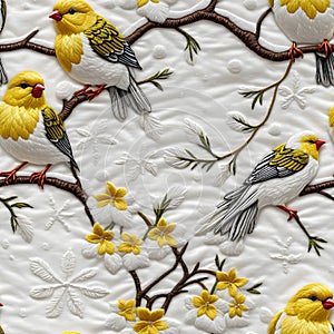 Seamless background canary birds. Seamless pattern connecting horizontally and vertically. Seamless styling of both