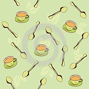 Seamless background cap of tea