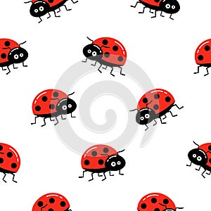 Seamless background with cartoon ladybug. Simple pattern. Vector illustration