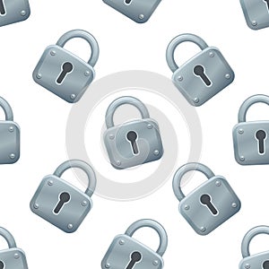 Seamless background with cartoon metal locked padlocks