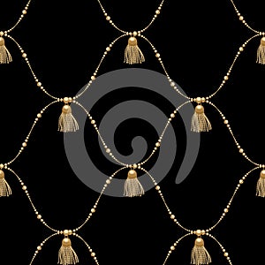 Seamless background with chains, anchors, rope, grid. Abstract pattern in nautical style. Marine motifs ornament