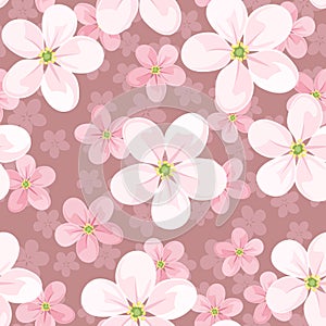 Seamless background with cherry blossoms.