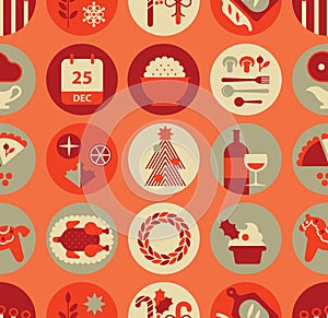 Seamless Background with Christmas food