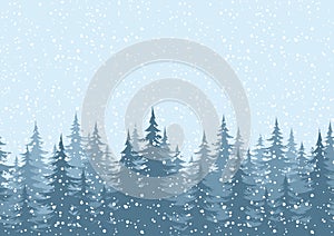 Seamless background, Christmas trees with snow