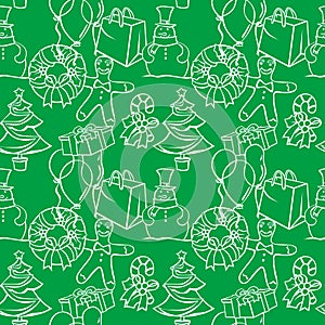 Seamless background with christmass items