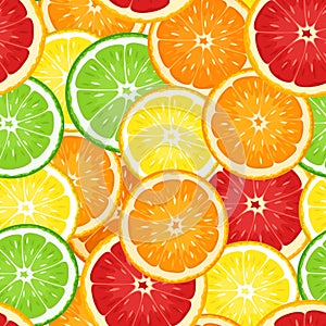 Vector Seamless background with citrus fruits.