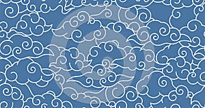 Seamless background with clouds in chinese style, cloudy sky pattern