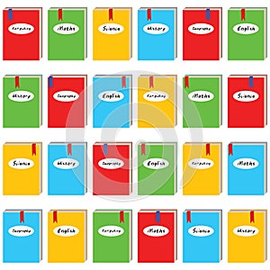 Seamless background with colored school books for school pattern print