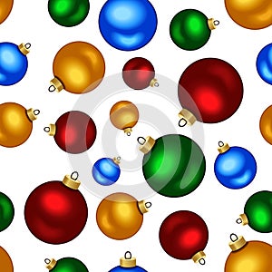 Seamless background with colorful Christmas balls.