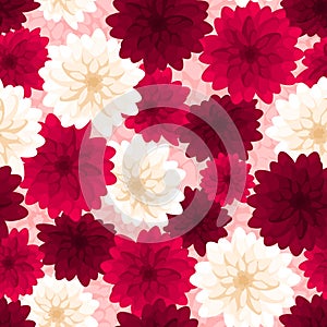 Seamless background with colorful dahlia flowers.