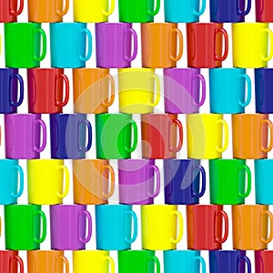 Seamless background composed of colorful ceramic cups