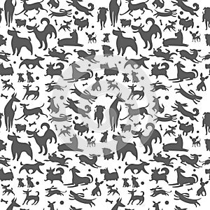 seamless background composed of simplified dog silhouettes