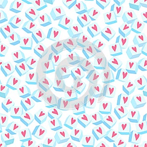 Seamless background with cute diced sugars and little hearts