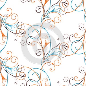 Seamless background from decorative floral tendrils